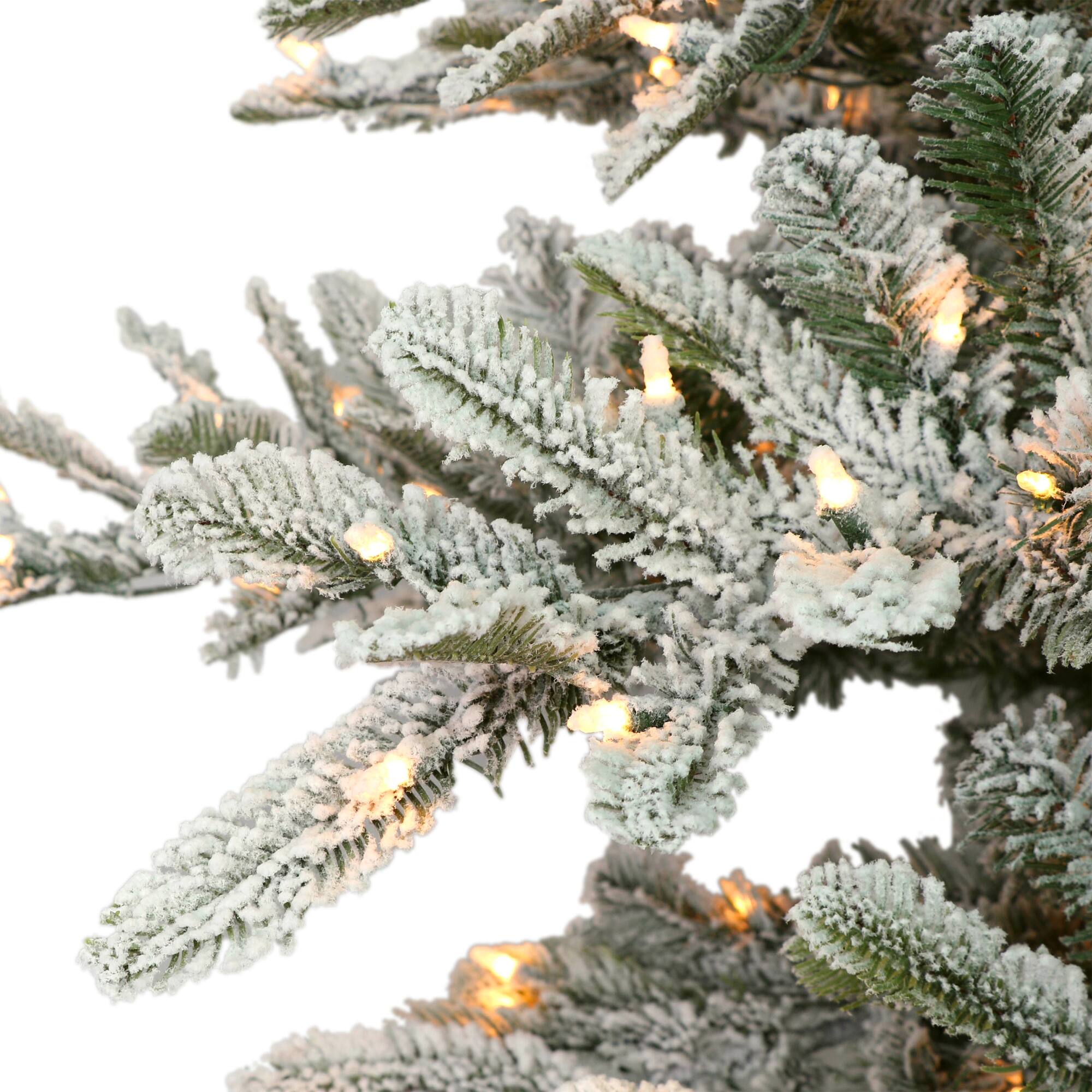 7.5ft. Pre-Lit Flocked Aspen Fir Artificial Tree, Warm White LED Lights